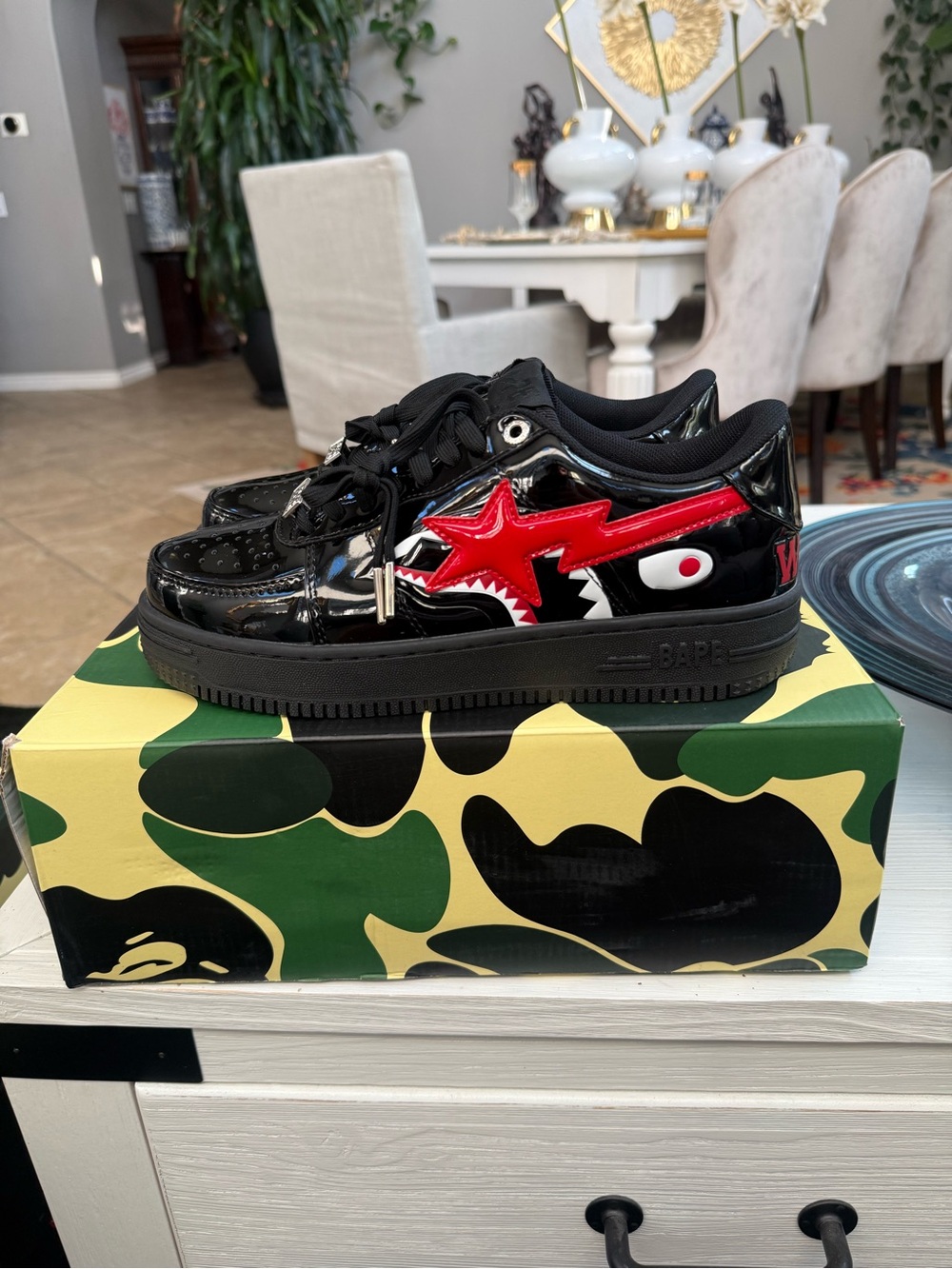 Black and Red Bapesta Sneakers